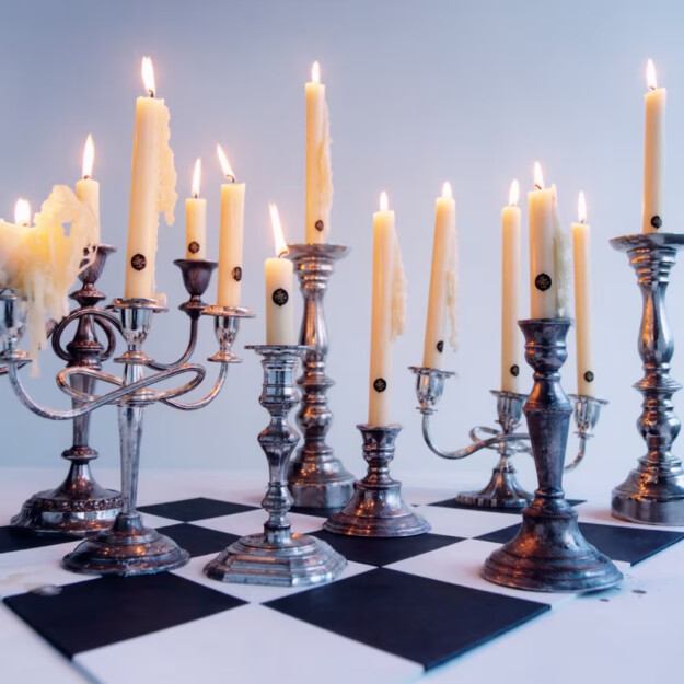 candele da pranzo townhouse al pompelmo e rosmarino con portacandele